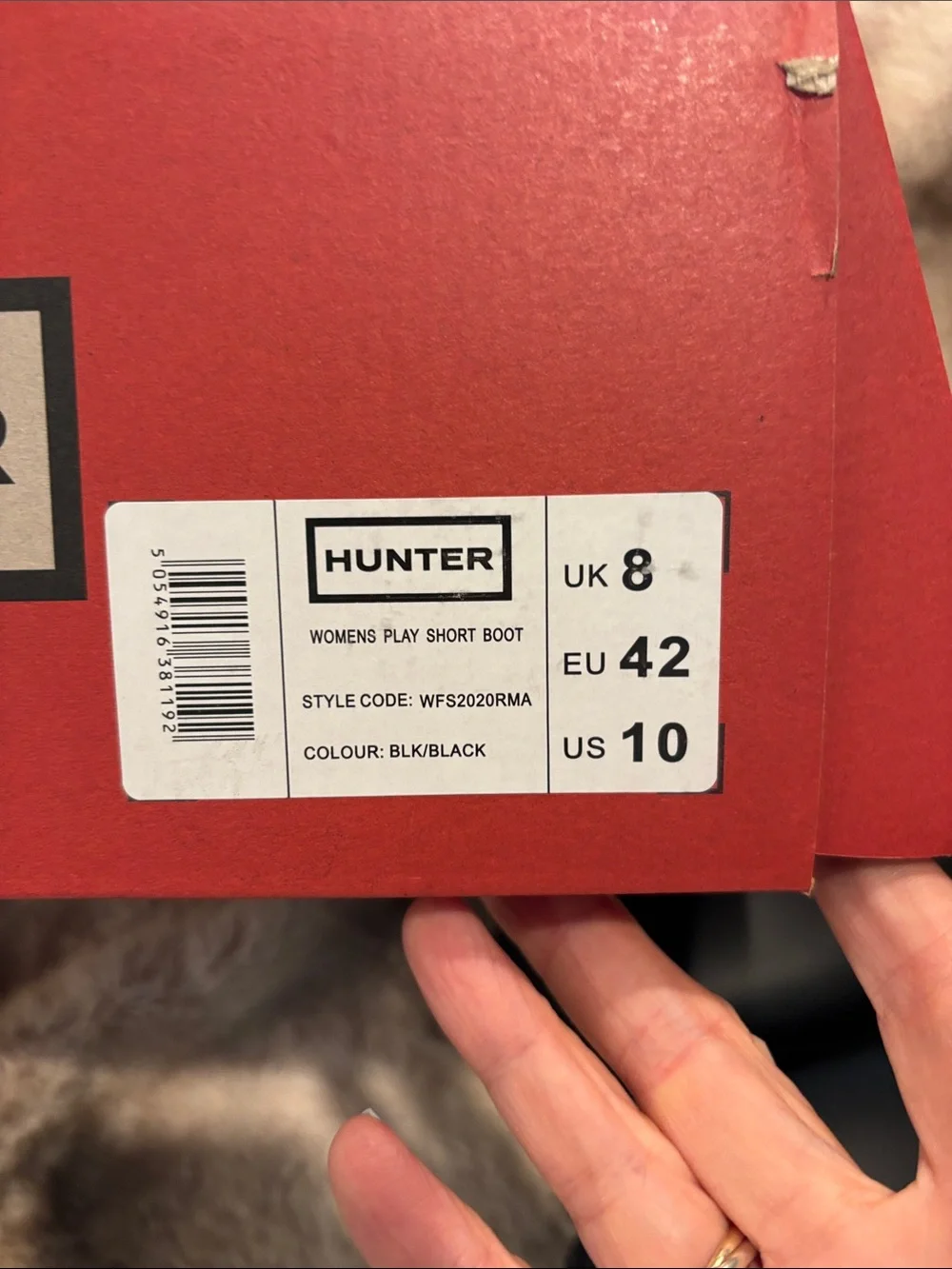Hunter Black Short Play Matte Rain Boots with Red White Navy Heel Tabs